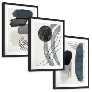 Zestaw obrazy w ramie, plakaty - abstrakcja, kształty, geometria - rama czarna