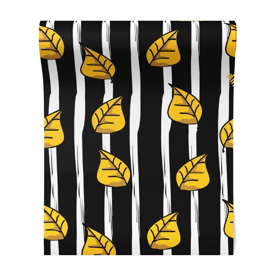 Tapeta - liście, paski, kontrast