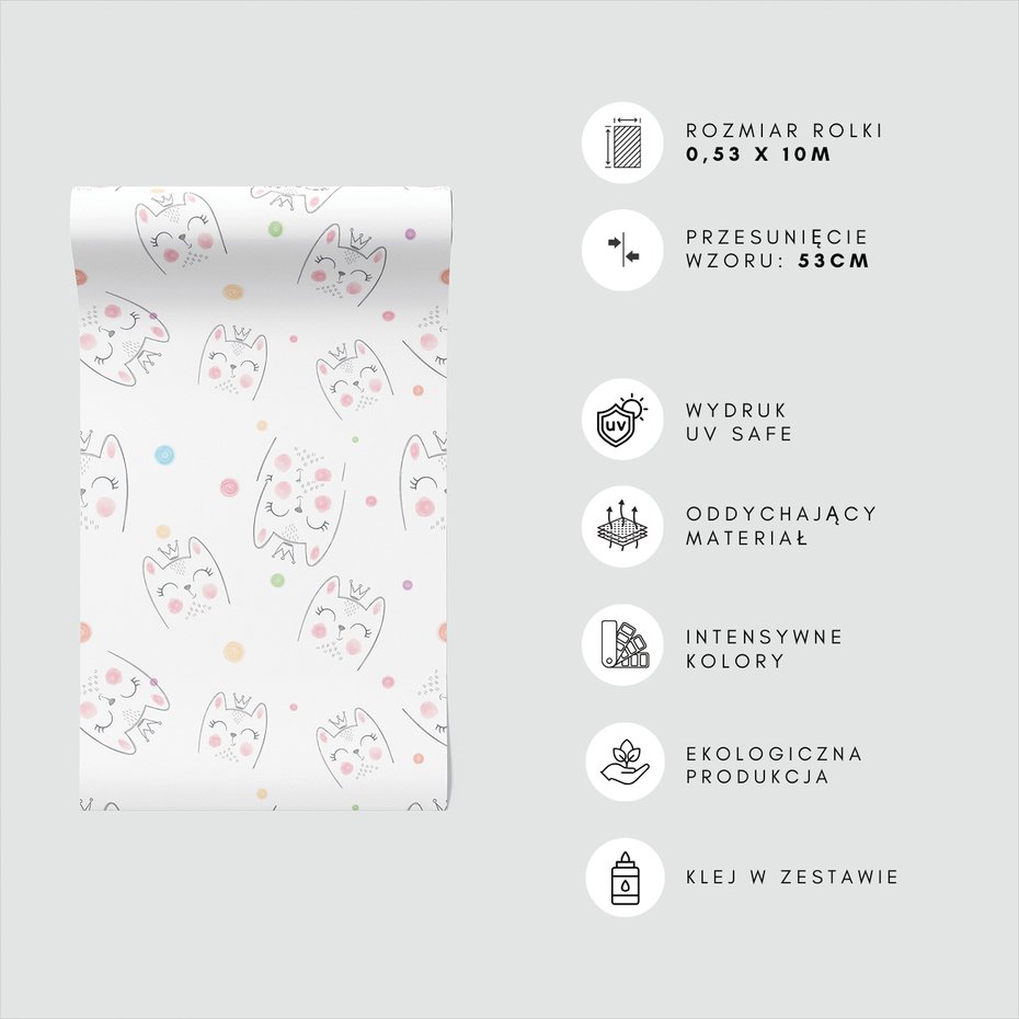 Tapeta - dziecięca, koty, korony,