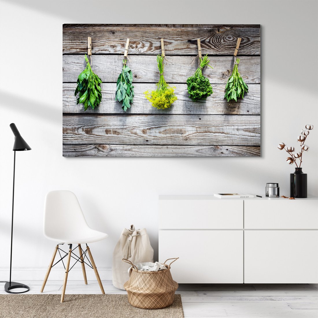 Obraz na płótnie - zioła, przyprawy, drewno