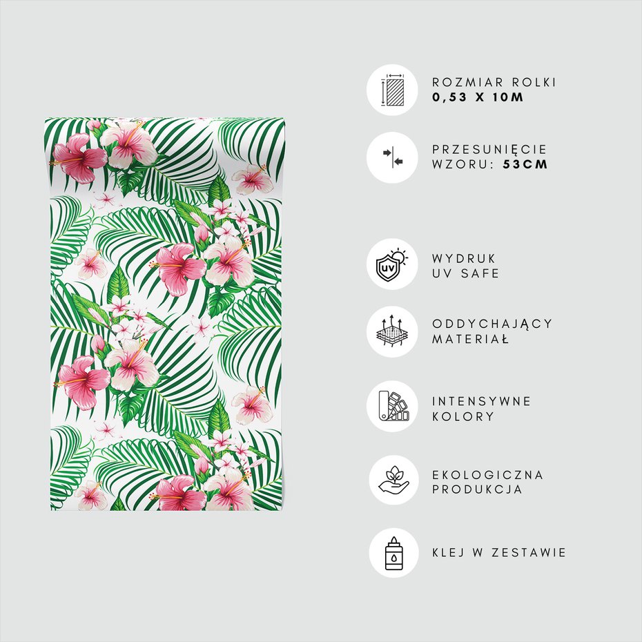 Tapeta - kwiaty, liście, hibiskus