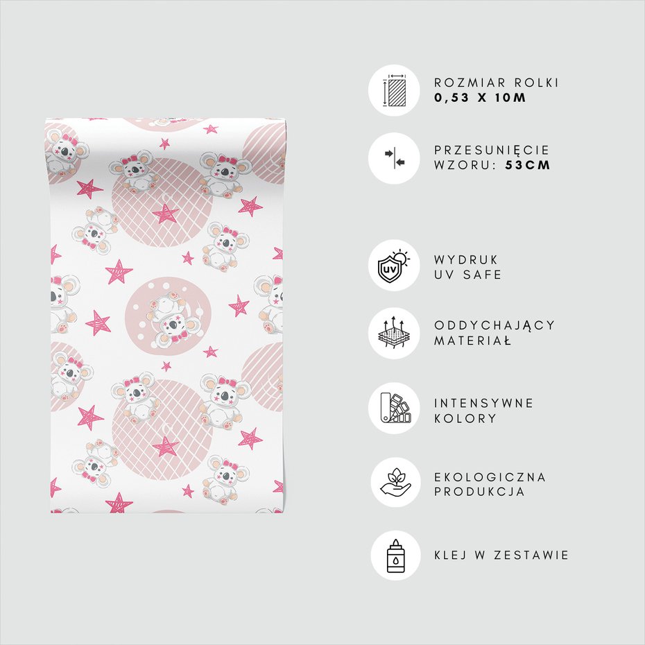 Tapeta - dziecięca, koala, gwiazdy, tło