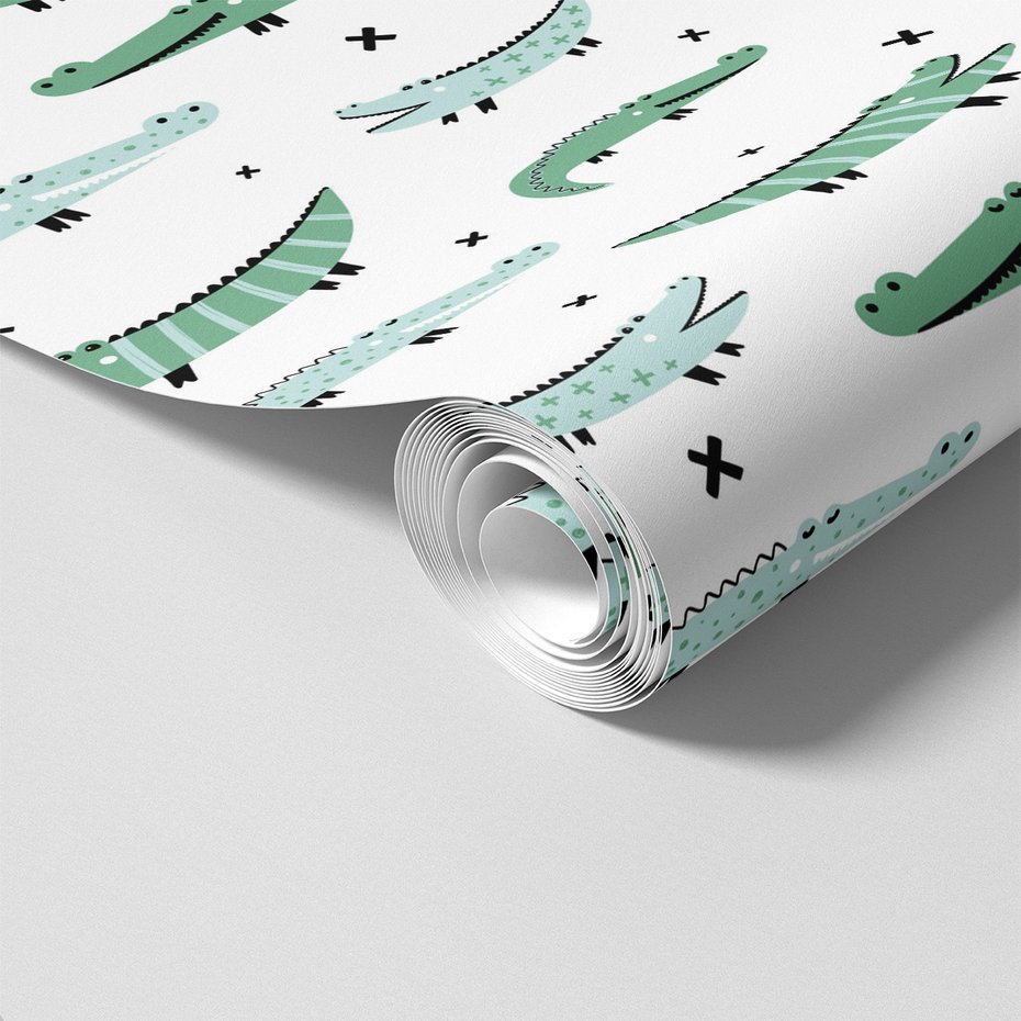 Tapeta - dziecięca, krokodyle, wzór, krzyżyki