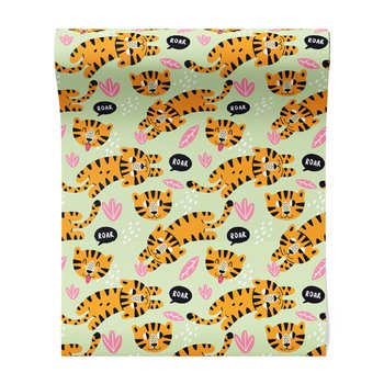 Tapeta - dziecięca, tygrysy, liście,