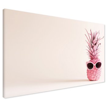 Obraz na płótnie - ananas, okulary, różowy