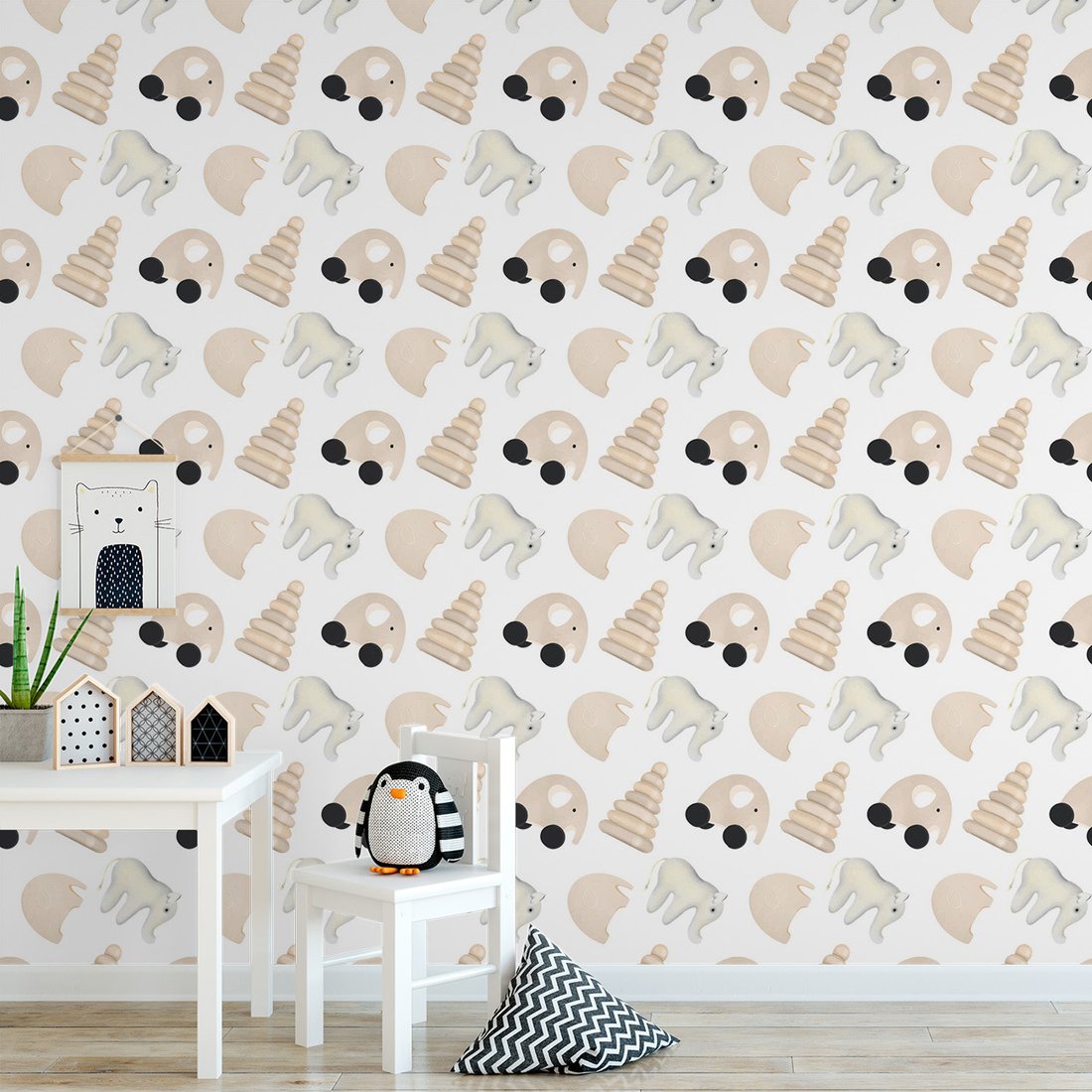 Tapeta - dziecięca, słoń, zabawka, piramida