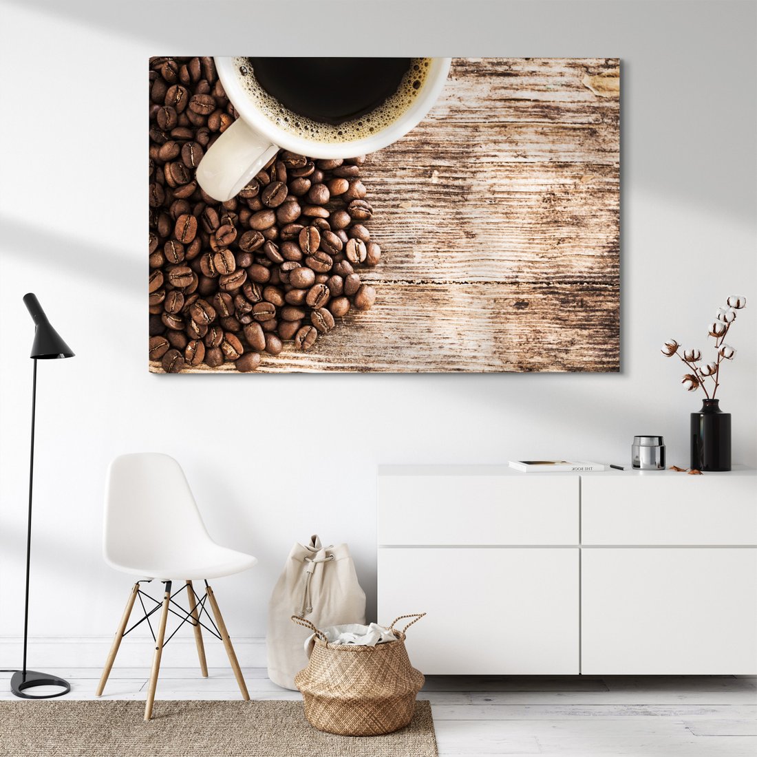 Obraz na płótnie - kawa, ziarna, napój