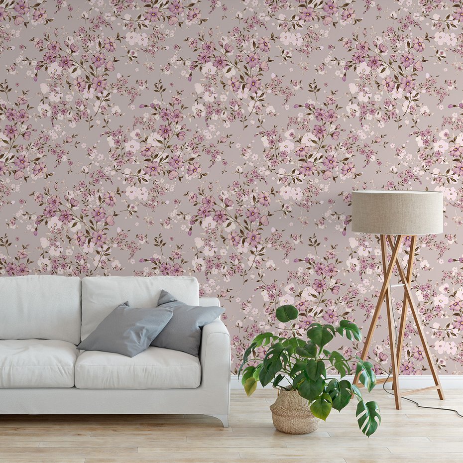 Tapeta - kwiaty, gałązki, elegancja