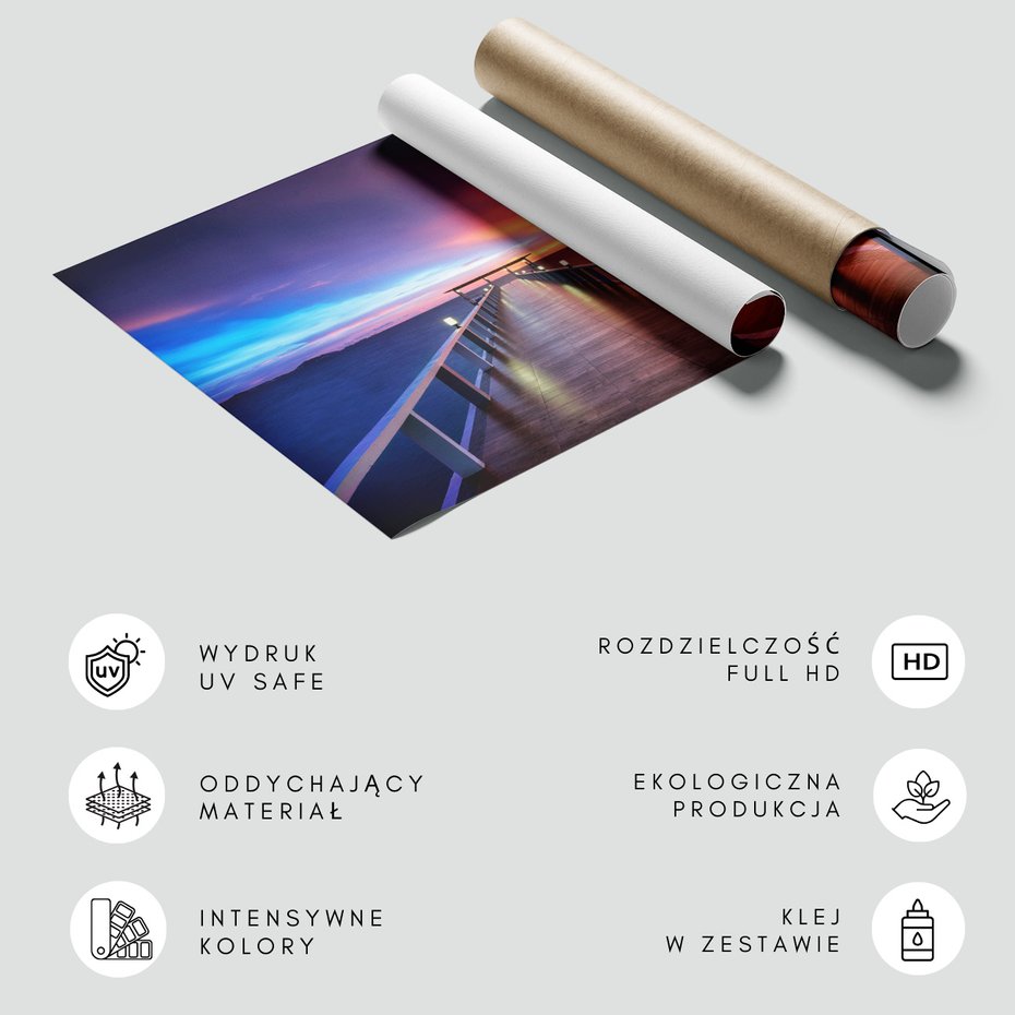 Fototapeta - morze, zachód słońca, molo