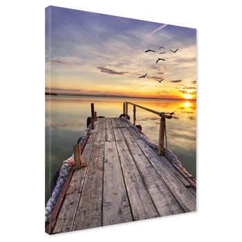 Obraz na płótnie - pomost, woda, zachód słońca