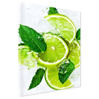 Obraz na płótnie - limonka, mięta, lód