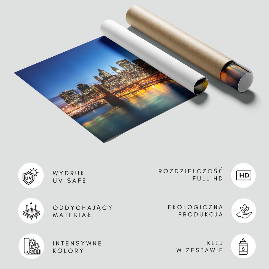 Fototapeta - miasto, most, noc