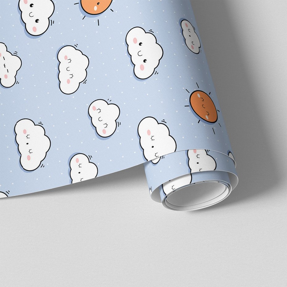 Tapeta - dziecięca, chmury, słońce,