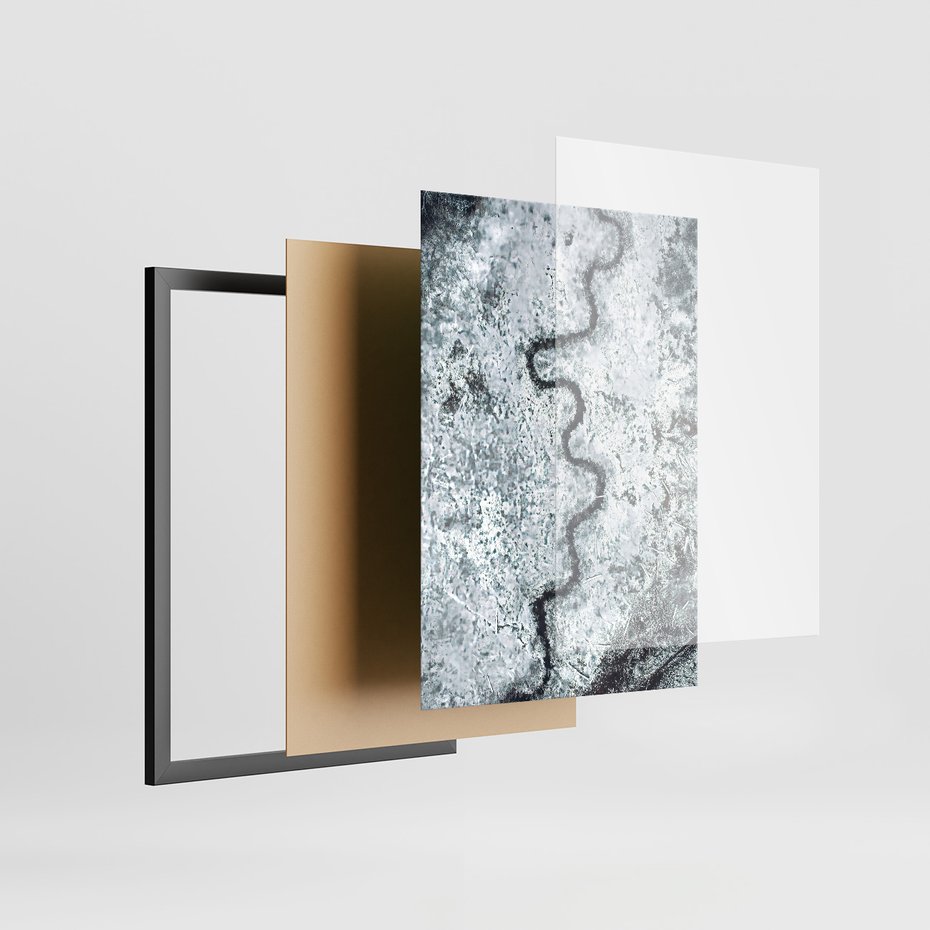 Zestaw obrazy w ramie, plakaty - zima, śnieg, góry - rama czarna