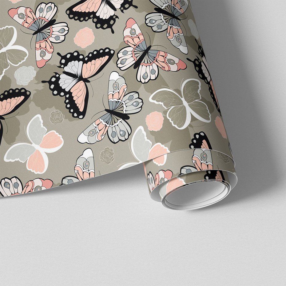 Tapeta - motyle, róże, tło