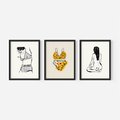 Zestaw obrazy w ramie, plakaty - kobieta, bielizna, ciało - rama czarna
