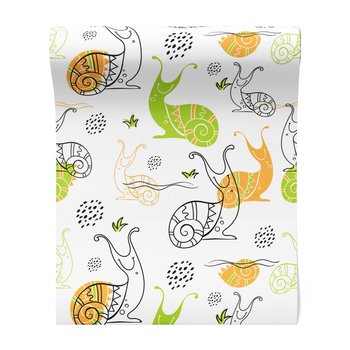 Tapeta - dziecięca, ślimaki, wzory, kropki