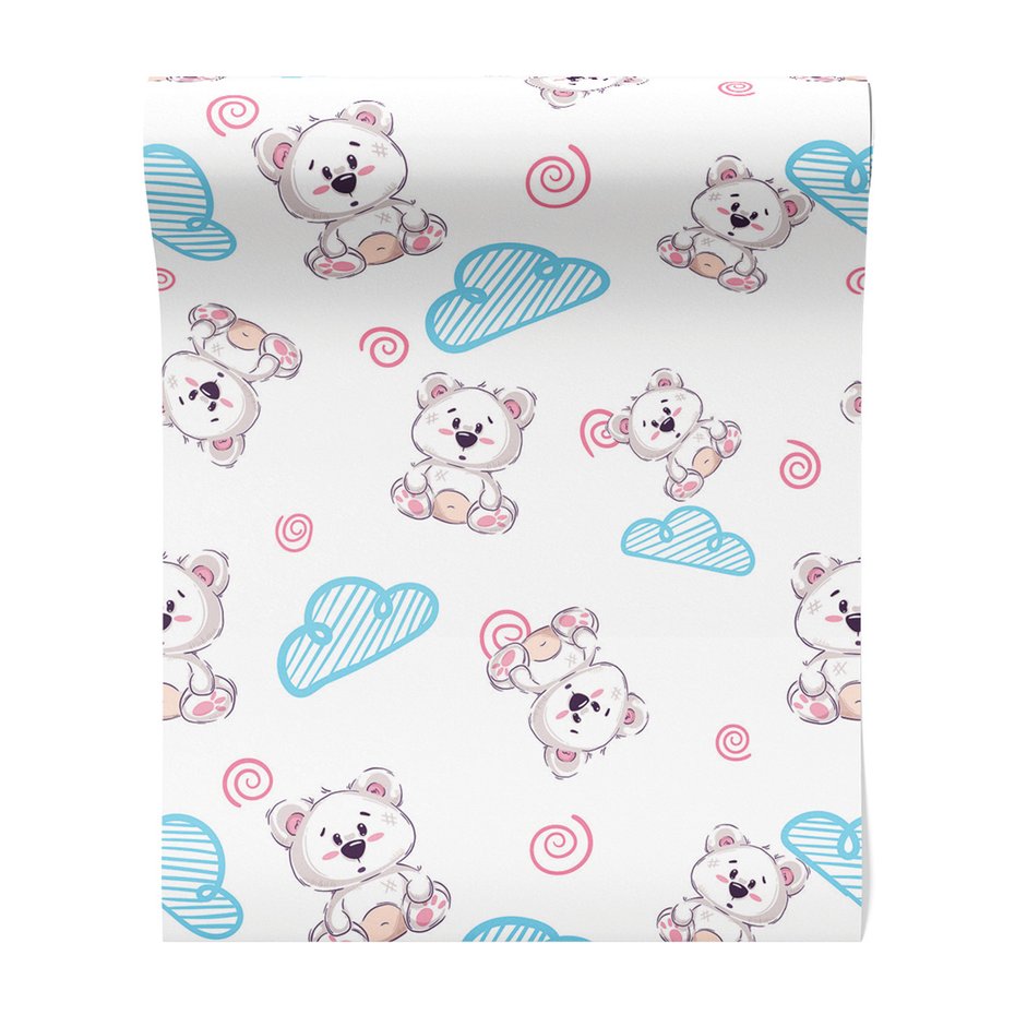 Tapeta - dziecięca, niedźwiedź, chmura, spirala