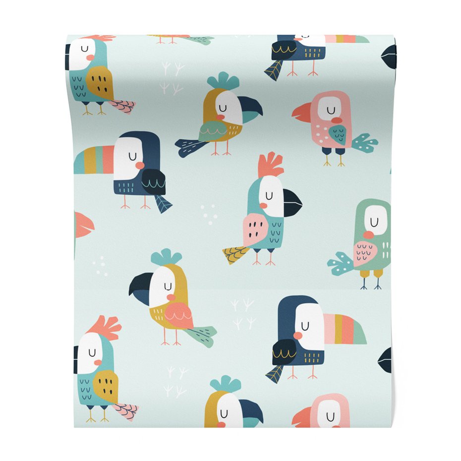 Tapeta - dziecięca, papuga, ptak, grafika