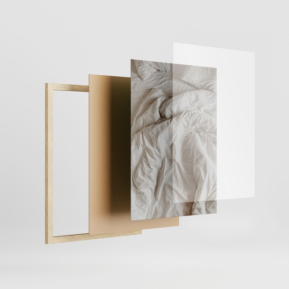 Zestaw obrazy w ramie, plakaty - pościel, kawa, relaks - rama drewno