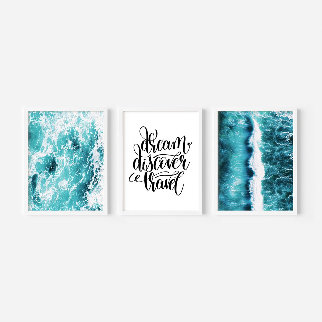 Zestaw obrazy w ramie, plakaty - woda, morze, ocean - rama biała