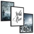 Zestaw obrazy w ramie, plakaty - zima, śnieg, góry - rama czarna