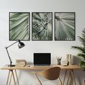 Zestaw obrazy w ramie, plakaty - liście palmowe, rośliny, natura - rama czarna