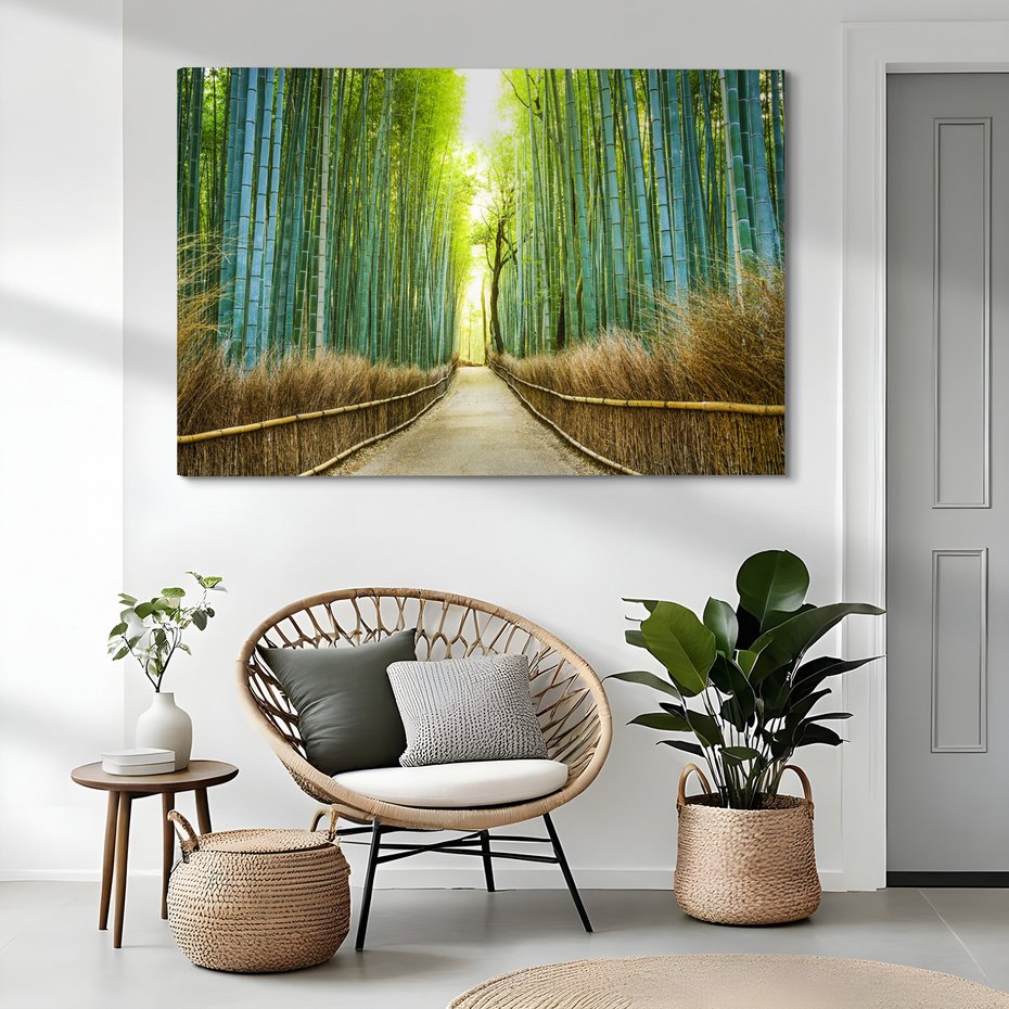 Obraz na płótnie - bambusowy, las, ścieżka
