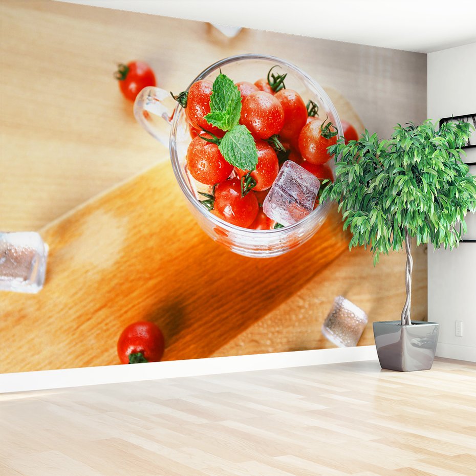 Fototapeta - pomidory, lód, mięta