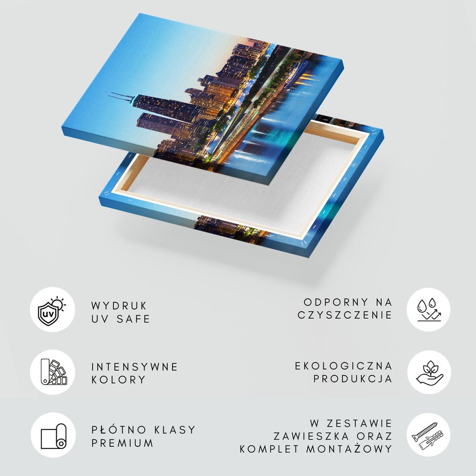 Obraz na płótnie - miasto, noc, budynki