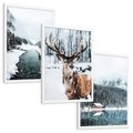Zestaw obrazy w ramie, plakaty - zima, śnieg, krajobraz - rama biała