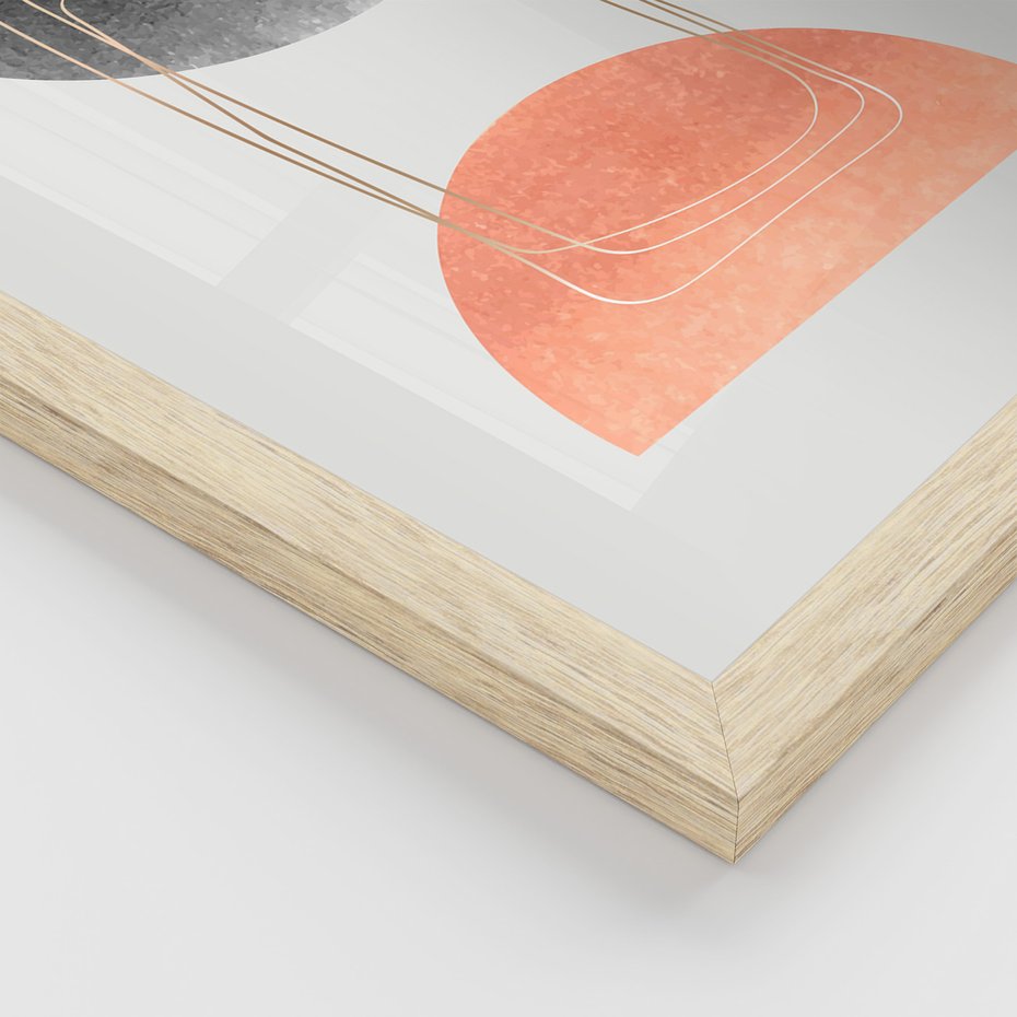 Zestaw obrazy w ramie, plakaty - abstrakcja, geometria, pastelowe - rama drewno