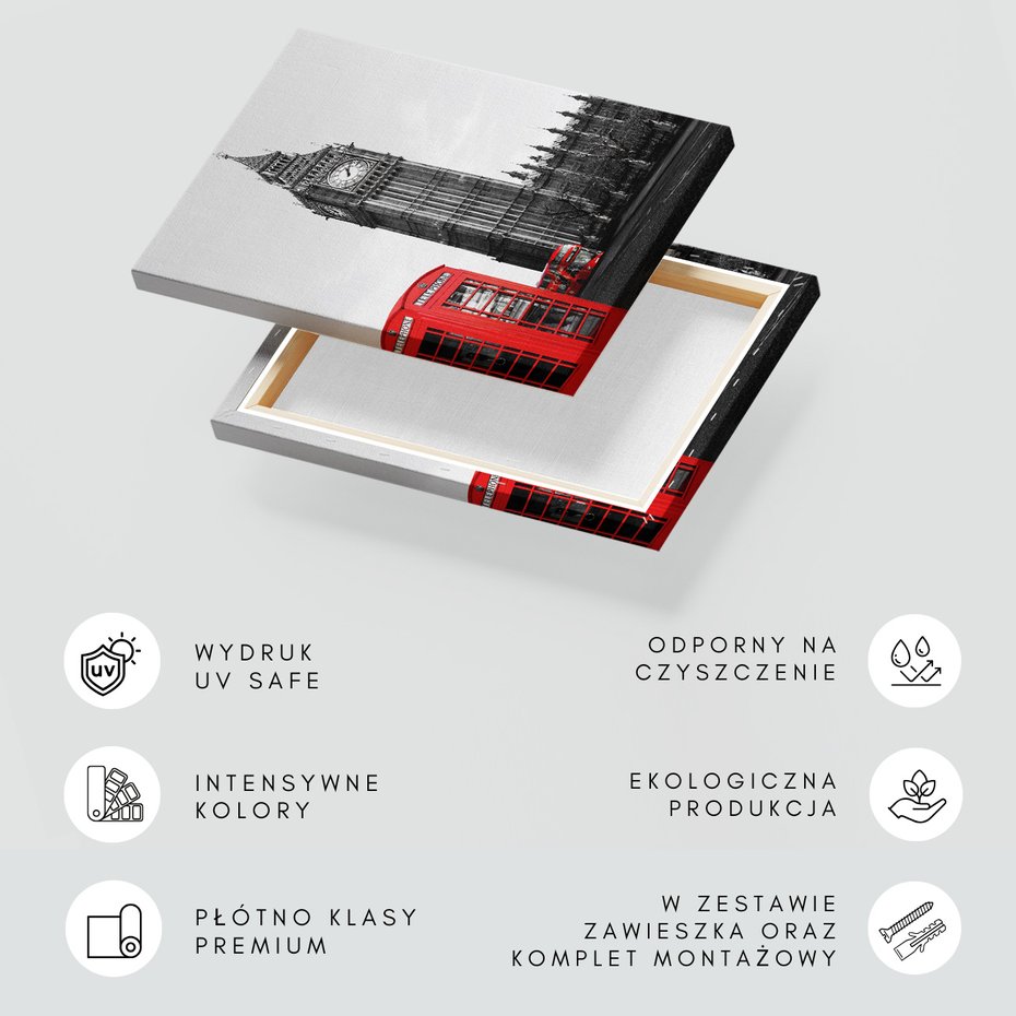 Obraz na płótnie - Londyn, Big Ben, budka telefoniczna