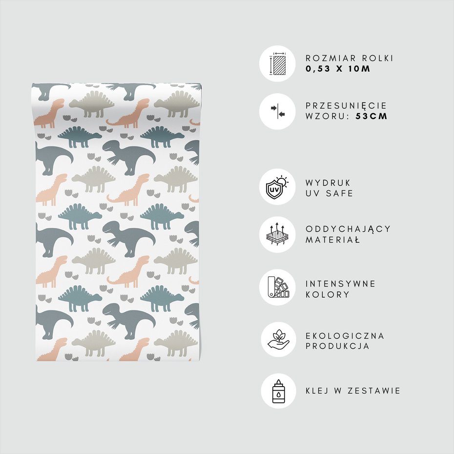 Tapeta - dziecięca, dinozaury, wzór, jaja