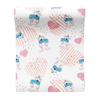 Tapeta - dziecięca, niedźwiedź, szalik, serce