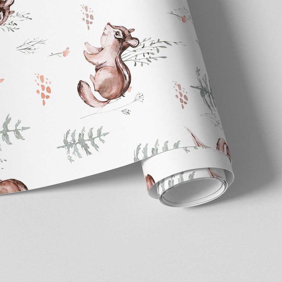 Tapeta - dziecięca, wiewiórka, drzewo, las