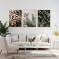 Zestaw obrazy w ramie, plakaty - rośliny, kaktus, liście - rama drewno