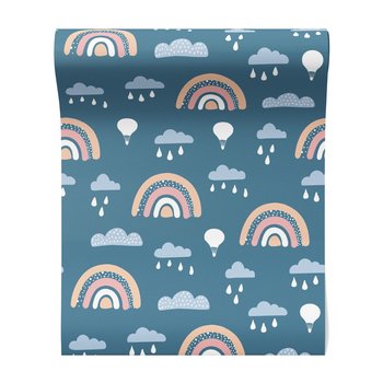 Tapeta - dziecięca, tęcze, chmury, balony