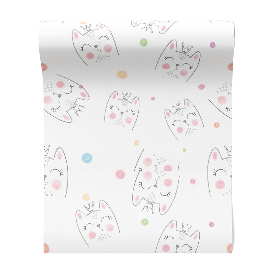 Tapeta - dziecięca, koty, korony,