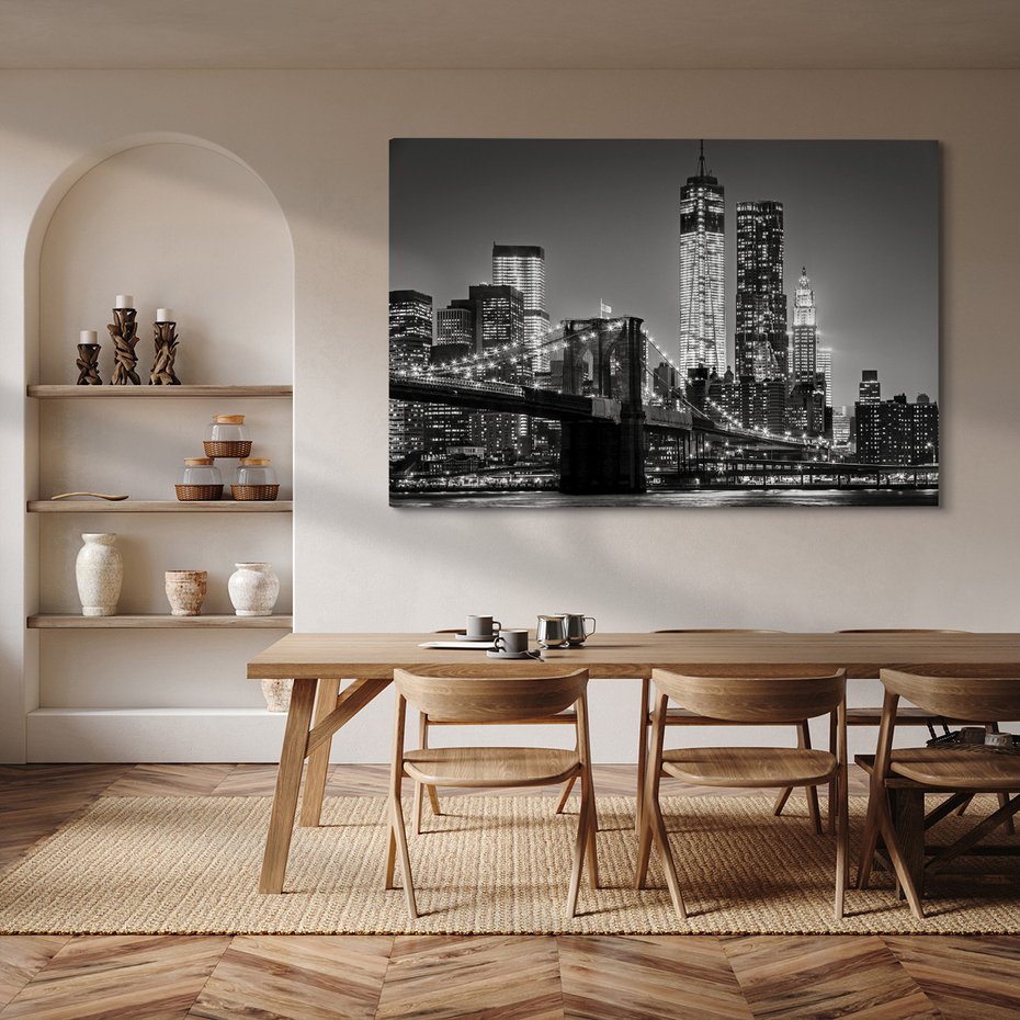 Obraz na płótnie - miasto, most, budynki