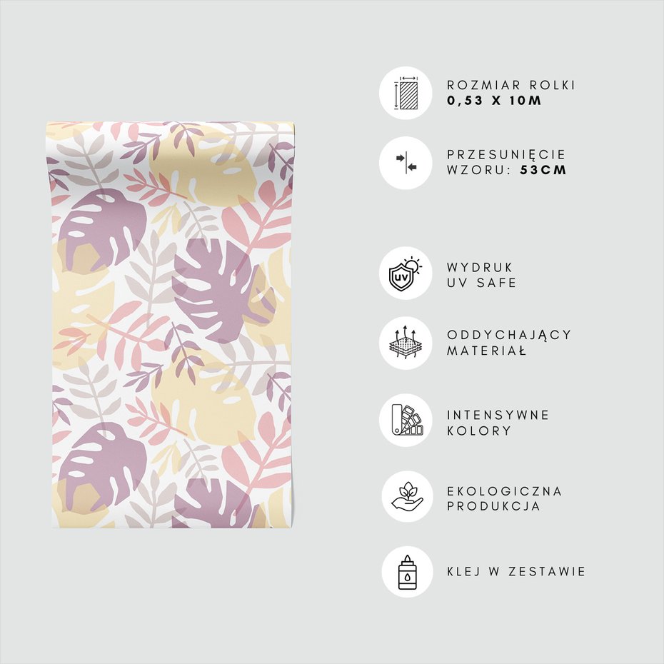 Tapeta - liście, monstera, pastelowy