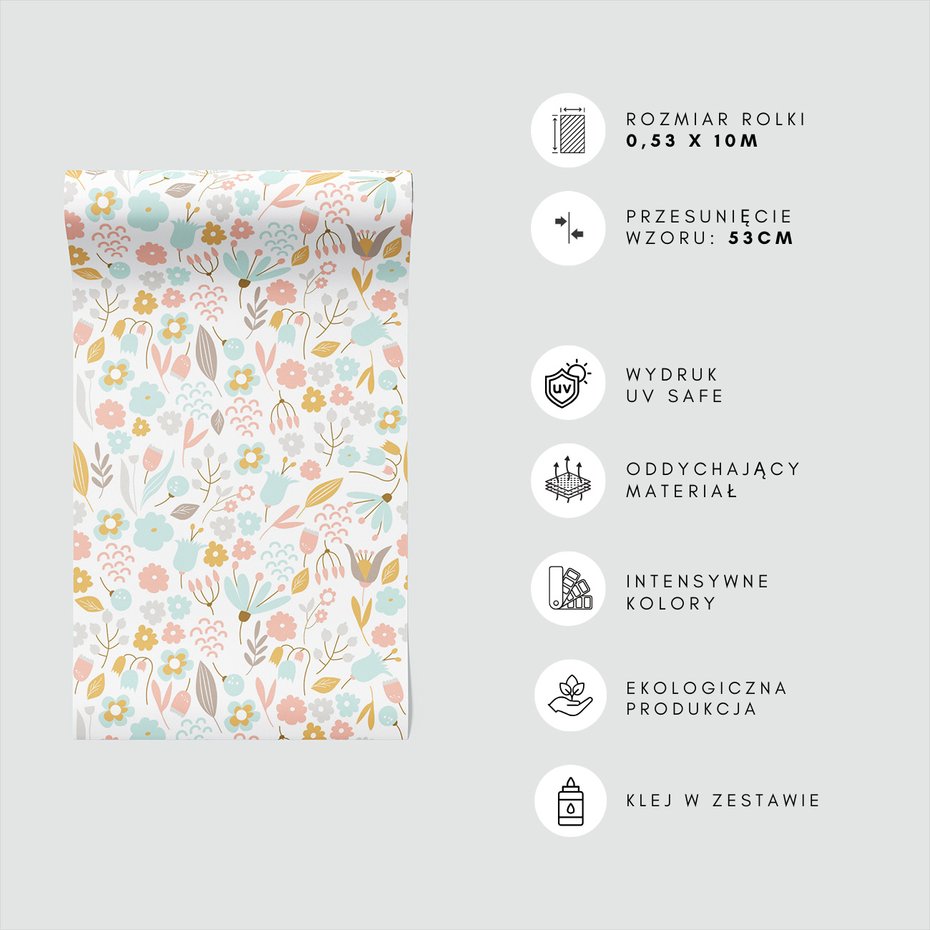 Tapeta - kwiaty, liście, pastel,