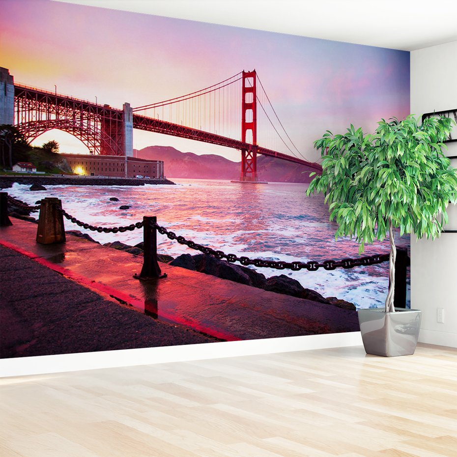 Fototapeta - most, woda, zachód słońca