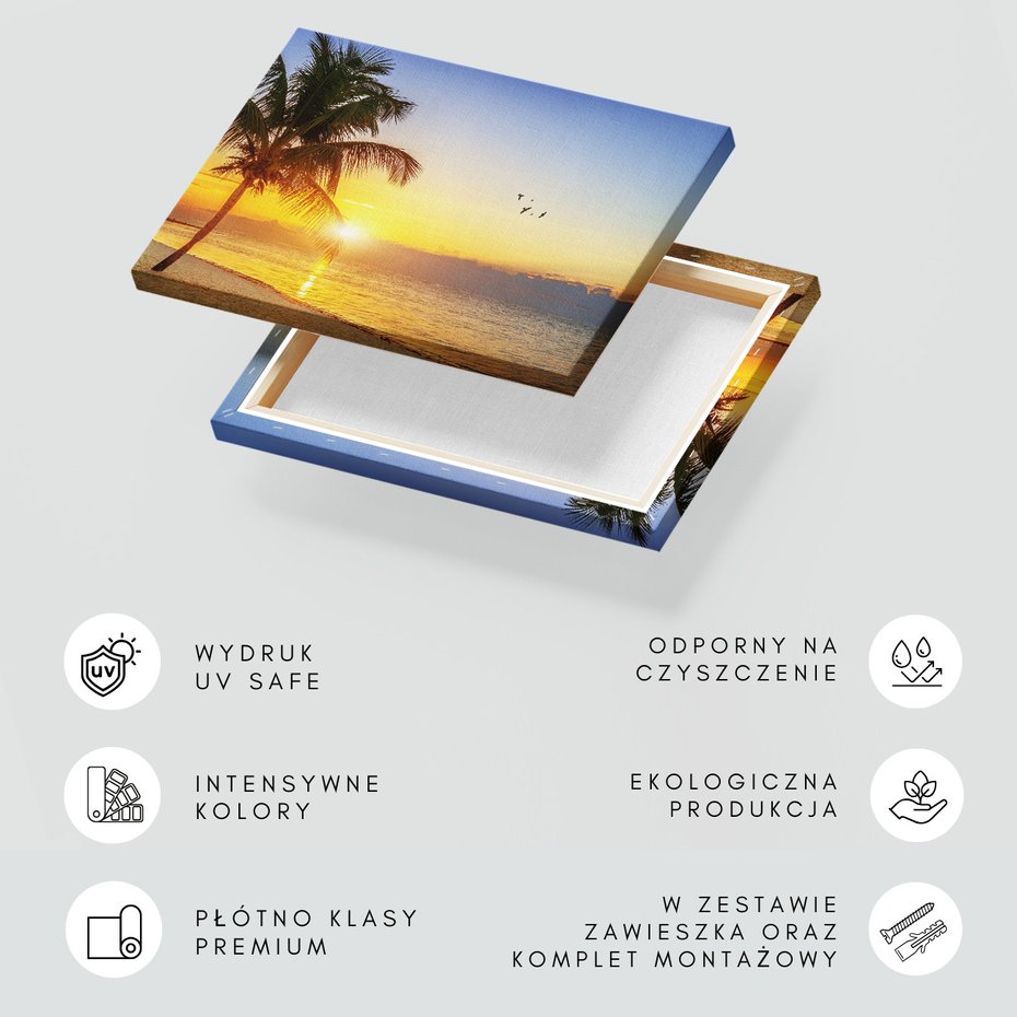 Obraz na płótnie - plaża, morze, zachód słońca