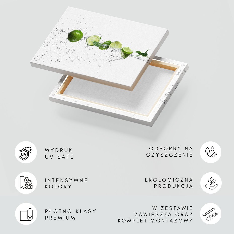 Obraz na płótnie - limonka, woda, świeżość