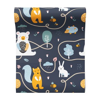 Tapeta - dziecięca, zwierzęta, las, wzór