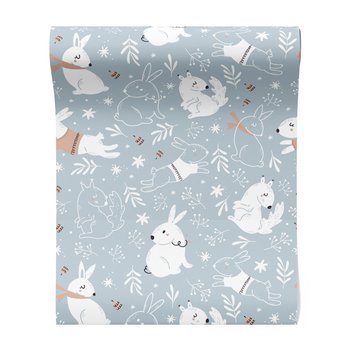 Tapeta - dziecięca, króliki, wiewiórki, liście