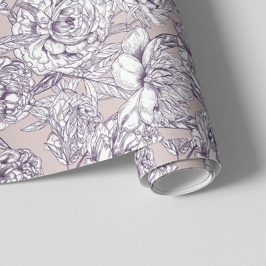 Tapeta - kwiaty, liście, rysunek