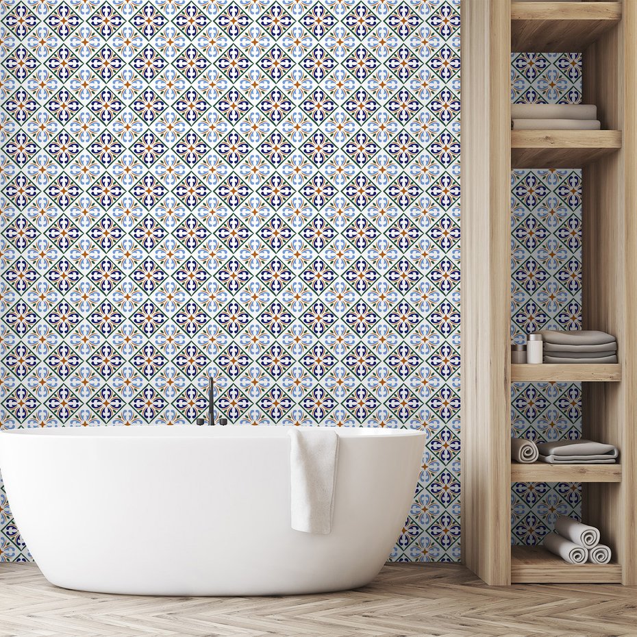 Tapeta - ornament, geometria, płytki