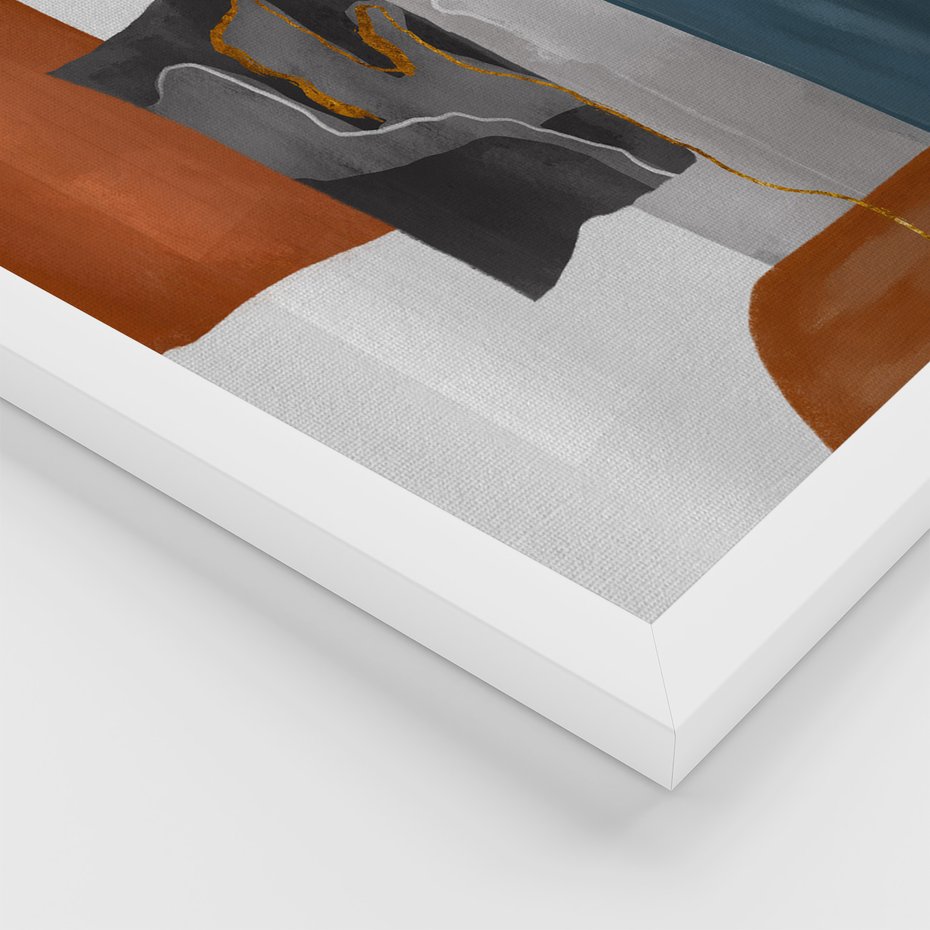 Zestaw obrazy w ramie, plakaty - abstrakcja, geometria, nowoczesność - rama biała